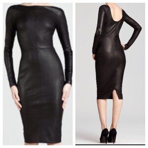 Robert Rodriguez Long Sleeve Black Leather Dress